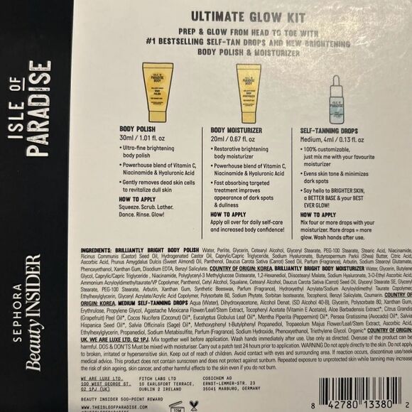 Sephora Beauty Insider Isle Of Paradise Ultimate Glow Kit - Picture 2 of 3